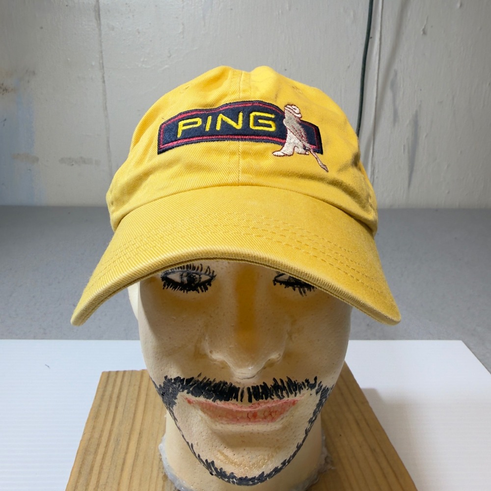 Ping Golf Hat Yellow Vintage Mr Ping Mascot Adjustable Dad Cap Cotton Twill